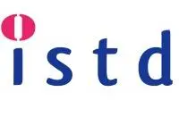 Logo featuring the letters "istd" in blue, with a pink circle above the "i."