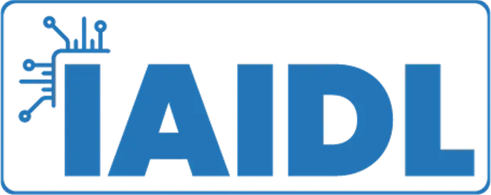 Logo featuring the letters "IAIDL" in bold blue, with a digital circuit design element on the left.