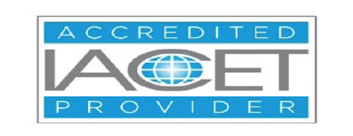 Logo featuring "Accredited IACET Provider" with a globe icon, primarily in blue and gray colors.